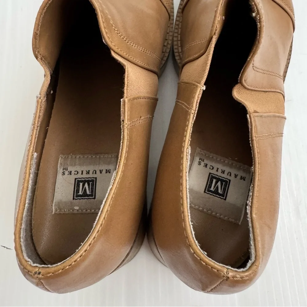 Vintage Maurices y2k Tan Block Heel platform faux leather size 9